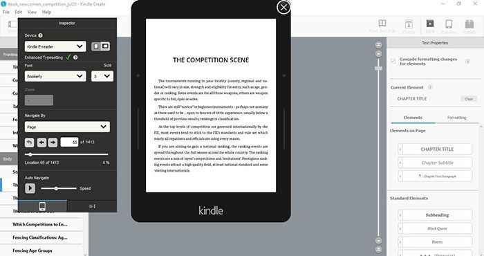 Screenshot of Kindle Create