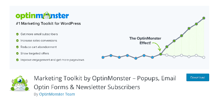 screenshot optin monster homepage