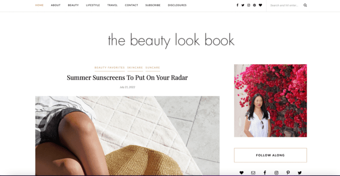 Home page for beauty blog called The Beauty Look Book