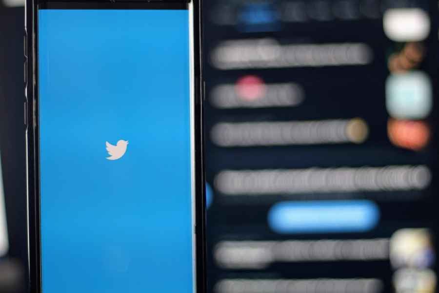 blue twitter screen on a phone