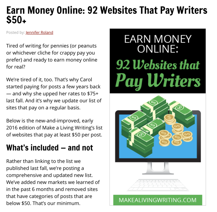 Websites That Pay Writers $50+